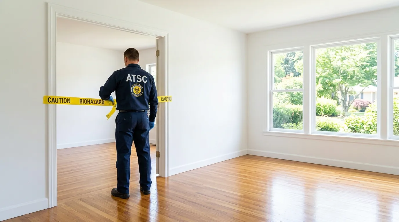 Certified biohazard cleanup crew performing Decomposition Cleanup in Westerville